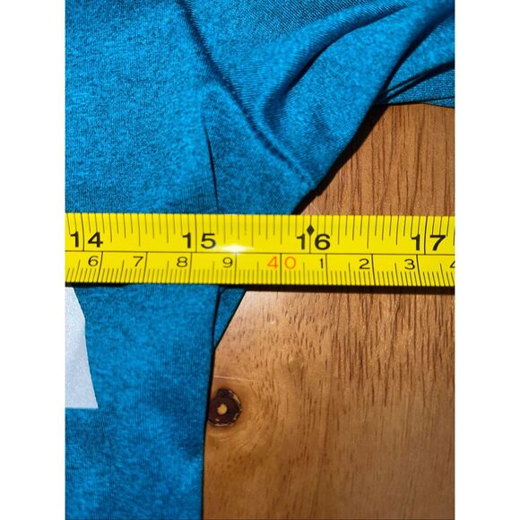 Victoria's Secret Pink Ultimate Jacket S Teal 1/2 Zip Thumb Holes Spell Out Logo - Picture 6 of 8